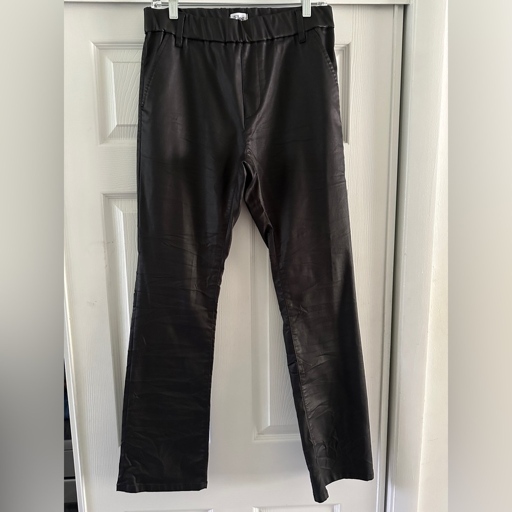BEVY FLOG Black Straight Leg Faux Leather Pants